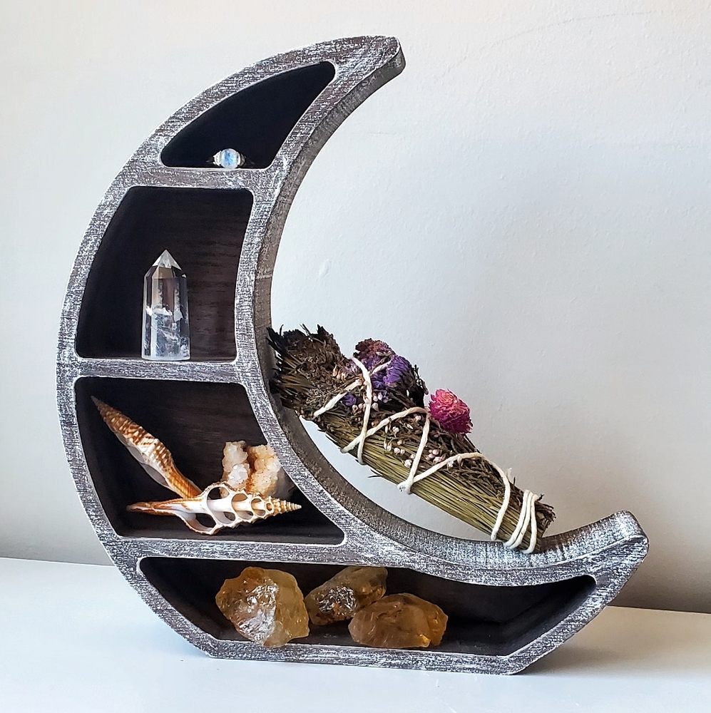Wooden Crescent Moon Shelf